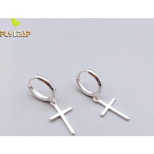 Flyleaf 925 Sterling Silver Cross Dangle Earrings For Women 2018 New Trend Lady Fashion Jewelry Pendientes Mujer Moda