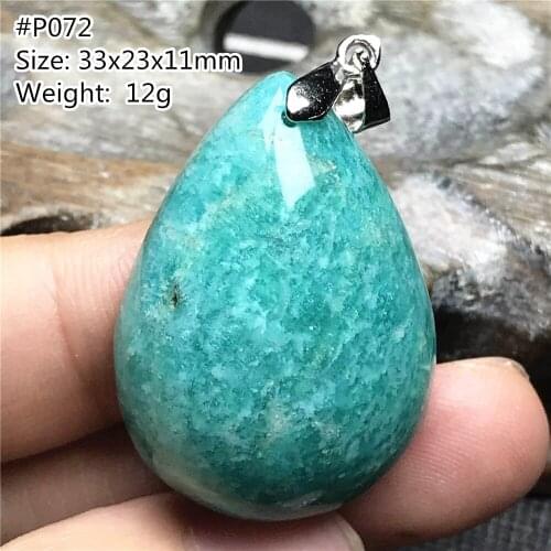Top Natural Amazonite Necklace Pendant Jewelry For Woman Man Gift Luck Crystal Silver 33x23x11mm Beads Mozambique Stone AAAAA