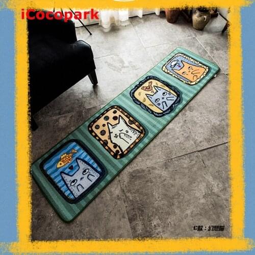 NiceRug C Cool cat kitchen bar room bed bedroom carpet floor mats non-slip creative retro cartoon child Ottomans