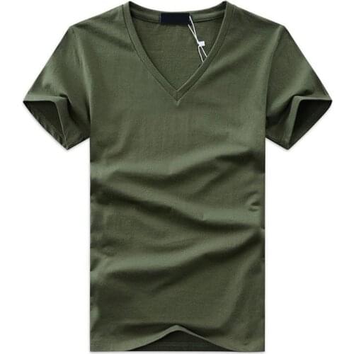 New High Quality Fashion Summer Men V Neck Tshirt Cotton Short Sleeve Tops Casual Men Slim Fit Classic Brand Tshirt 5XL TX-113
