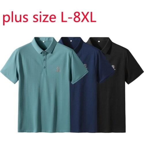New Arrival Fashion Super Large Summer Men Short Sleeve Turn-down Collar Knitted T Shirt Plus Size L-2XL3XL 4XL 5XL 6XL 7XL 8XL