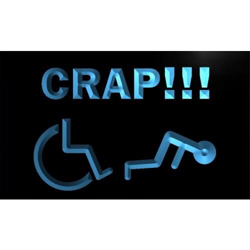 S149 Handicapped Crap Beware New Led Light Sign