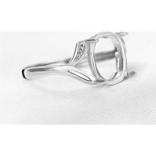 Wholesale 10 pcs/lot 925 Sterling Silver Engagement Ring 8x10mm Oval Cabochon Semi Mount Ring for Amber Opal Setting DIY Stone