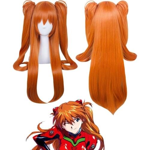 Anime Cosplay Wig EVA Asuka Langley Soryu Long Orange Heat Resistant Cosplay Costume Wig