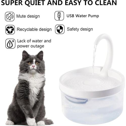 2L Pet Water Fountain Swan Neck Shaped Cat Water Dispenser USB Charging Automatic Drinking Fountain with LED Light for Cats Dogs