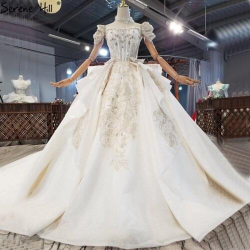 Serene Hill Dubai Ivory Luxury High-end Wedding Dress 2020 Sexy Diamond Beading Bridal Gown Custom Made CHX0307