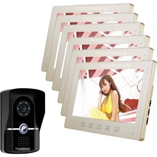 MOUNTAINONE Intercom System / audio door phone , Luxury 10 inch Video door phone,700 TVLine HD camera ,waterproof cover 1 V 6