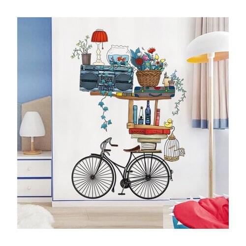Wall Sticker Interesting Literature And Art Bicycle Corridor Background Wallpaper Creative Bedroom Decor Living Room Decoration