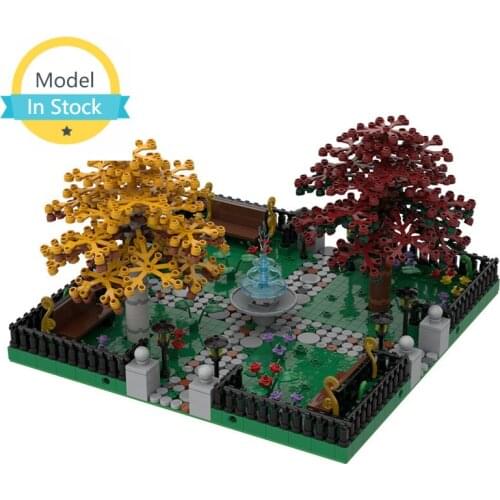 MOC Home Decoration Exclusive Garden Building Blocks Model Scenery Tree Park Travel Rest Garden Brick Architecture Children Toys