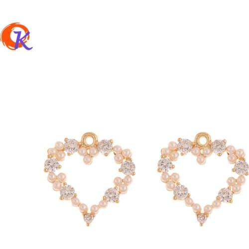 Cordial Design 20Pcs 18*19MM Jewelry Accessories/Hand Made/Genuine Gold Plating/Imitation Pearl/CZ Charms/DIY Earring Findings
