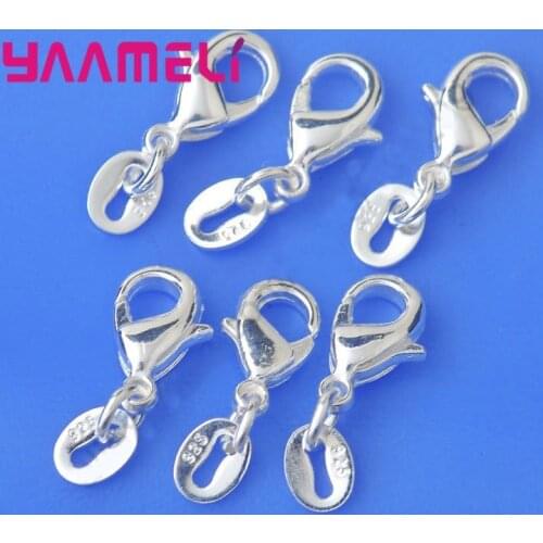Jewelry Findings 50PCS Genuine Real Pure 925 Sterling Silver Lobster Clasp Jump Rings Fittings Connector Components Bulk