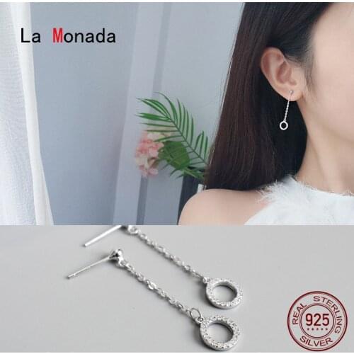 La Monada Circle Drop Silver Earrings 925 Sterling Silver Fine In Jewelry For Women Long Hanging Korean Earrings Drop
