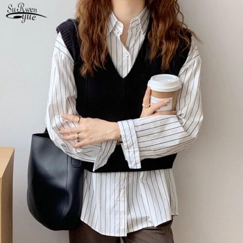 2021 Spring Autumn Retro Women Sweater Vest Loose V-neck Sleeveless Knitwear Waistcoat Wool Knitted Sweater Waistcoat Vest 16571