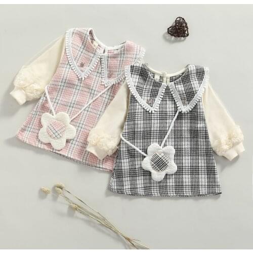 Ma&Baby 6m-5Y Toddler Kid Baby Girls Dress Mesh Long Sleeve Plaid Party Dresses For Girls Costume Autumn Spring Clothes DD40