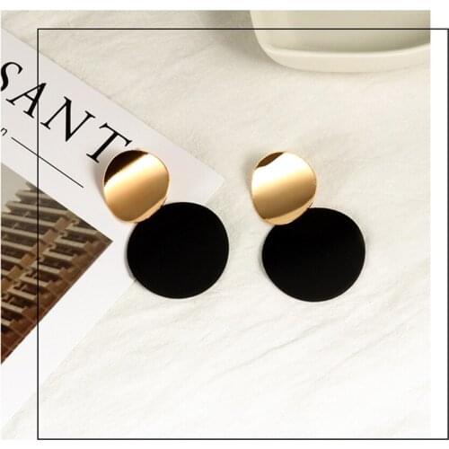 ZWC New Korean Round Statement Drop Earrings 2020 for Women Wedding Fashion Vintage Hanging Dangle Earring Geometric Jewelry