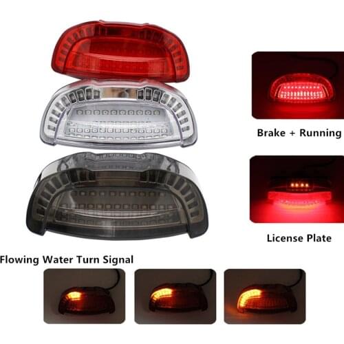 1PC Universal LED Motorcycle Rear Brake License Plate Light Flowing Water Turn Signal Indicator For Honda Yamaha Suzuki Kawasaki