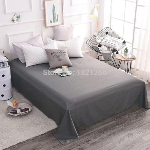 100%cotton Bed Sheet flat sheets bedding linens bedspread pillow case queen king size solid colors home textile -Kekegentleman