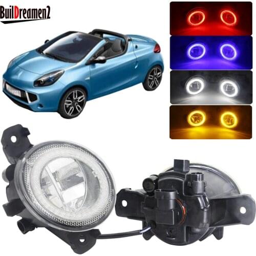 2 Pieces Car Angel Eye Fog Light LED Daytime Running Light Fog Lamp 4000LM 12V For Renault Wind Convertible 2010-2015