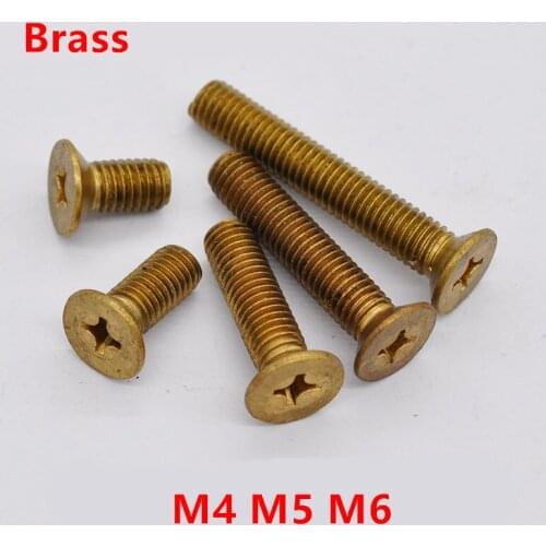 20pcs DIN965 GB819 M4 M5 M6 Brass Machine Screws Phillips Countersunk Flat Head Brass Screws Bolts