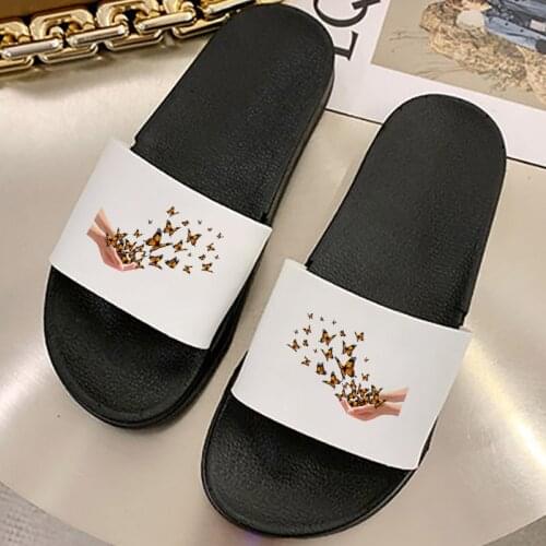 2021 Summer Indoor Slippers Beach Slides Cartoon Pattern Thick Sandals Ladies Non-slip filp flops Women Shoes Plus Size 41