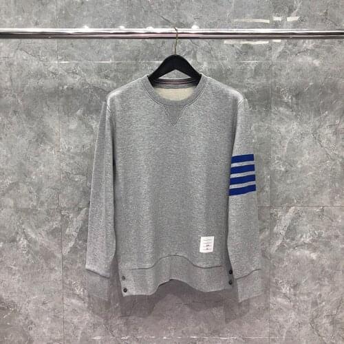 2021 Fashion Brand Spring Autumn Casual Clothing Cotton Men Women Sweatshirts O-Neck Male Blue Striped Sportswear Coat