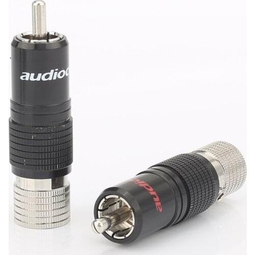 4PCS Audiocrast R004 Locking Rhodium Plated RCA Plug 9mm Cable Phono Copper Connector HiFi