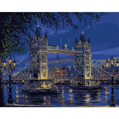 40*50cm painting by numbers hand painted coloring by numbers Wall pictures canvas painting home decor Tower bridge picture RS286