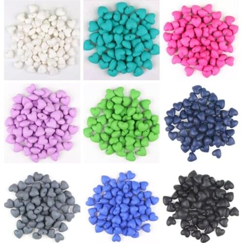 TYRY.HU Silicone Beads 50pc Heart Shape Baby Teething Jewelry Chew Necklace Accessories Food Grade Silicone 20*19*12MM