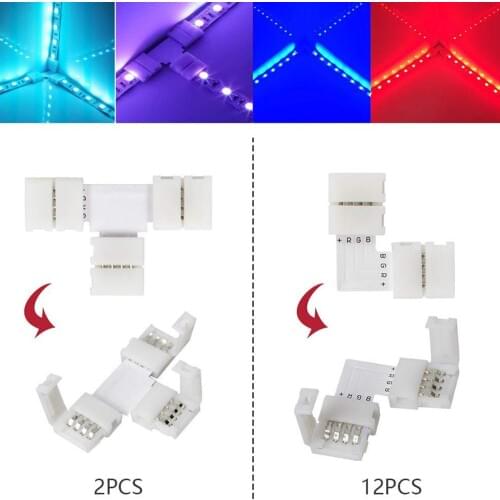 75pcs 5050 4-pin LED Strip Connector Kit with T-Shaped L-Shaped Connectors Strip Jumpers Strip Clips