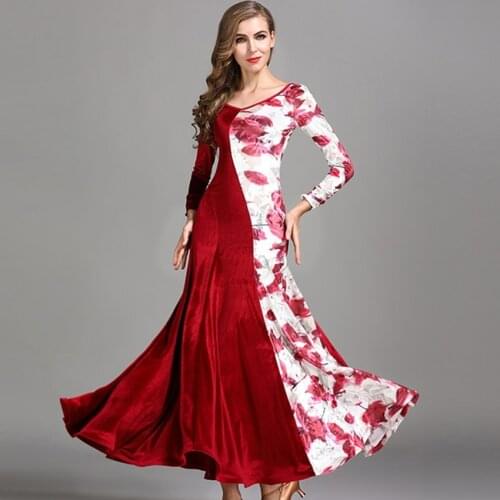 Standard ballroom dresses for sale waltz dance dress Ballroom dance costume dance wear women standard social dress velvet purple