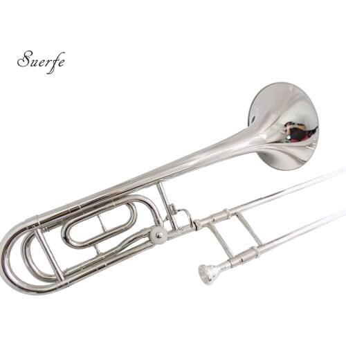 Bb/F Tenor Trombone with case and mouthpiece Gold brass trombone Silver plated Nickel plated trombon musical instruments