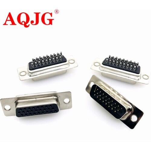 DB26 3Rows Black Parallel Port 26Pin D Sub Male Female 26 Way Wire Solder Connector Socket Plug SVGA VGA Adapter female