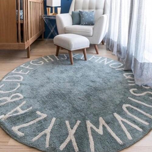 Baby Crawling Mat Thickened Cashmere Round Carpet Rug Cartoon Childrens Room Decor 26 English Letters Flooring Climbing Pad