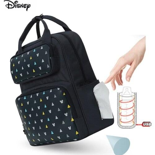 Disney Usb Insulation Baby Bag For Mom Waterproof Large Capacity Maternity Backpack Pink Black Diaper Nappy Backpack For Travel