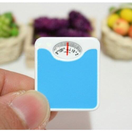 1:12 Dollhouse Miniature Weight Scale Kawaii Mini Dollhouse Electronic Scales Pink Blue Doll House Miniatures Accessories Toy