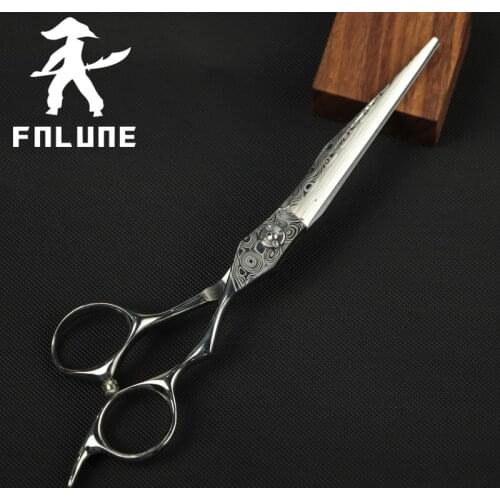 FnLune 6.0 Tungsten Steel Damascus Pattern Professional Hair Salon Hairdressing Scissors Cut Barber Accessories Haircut Shear