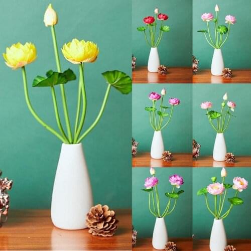 1Pcs Simulation Lotus Artificial Flower PU Real Home Decoration Flowers Wedding Party Bouquet Decorative Flowers