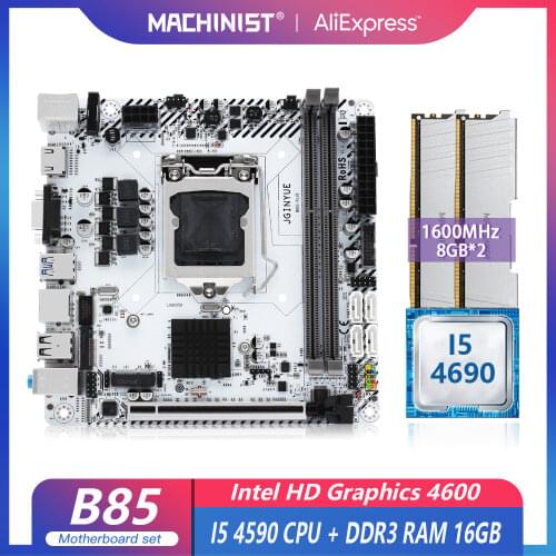 B85 motherboard LGA 1150 set kit with Intel I5-4690 processor and 2x8GB=16GB DDR3 RAM mainboard USB3.0 SATA3.0 B85I PLUS