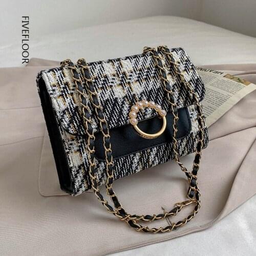 Summer Fashion Handbags 2021 New Lattice Retro Messenger Bags Color Contrast Chain Shoulder Bags High Quality Mini Square Bags