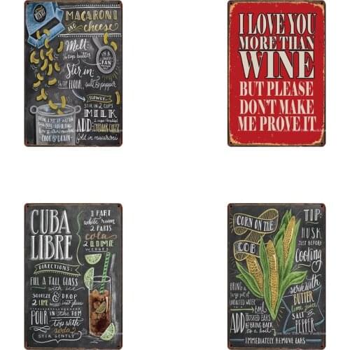 Macaroni Cuba Libre Tin Signs Egg Nog Pub Funny Metal Tin Sign Vintage Plaque Iron Painting Wall Decor Board Retro Cafe Bar