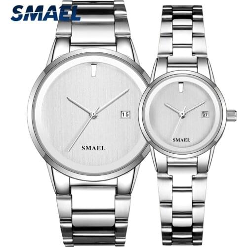 SMAEL Fashion Couple Watches Pair Men and Women Minimalist Style Quartz Watch For Lovers 9004