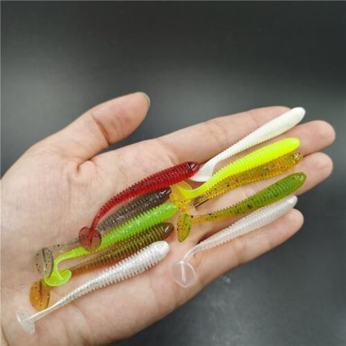 5/20pcs 60mm 1g Jig Lure Worm Fishing Lures Wobbler Swivel Bass Fishing Tackle Attractive Artificial Rubber Soft Bait Silicone