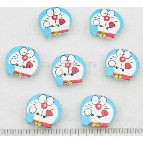 Set of 120pcs Rare Wooden kawaii cat naughty wood sewing buttons flat back cabochons cell phone case decor 23mm MK0214