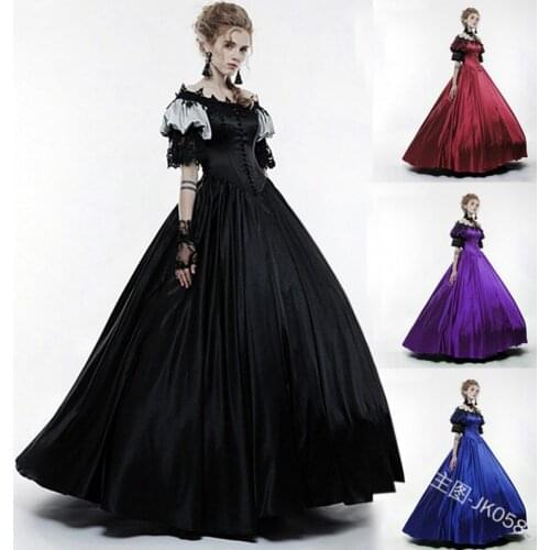 New Women Medieval Renaissance Retro Gown Long Dress Wizard Cosplay Clothes Victorian Gothic Steampunk Vintage Ball Gown Dress
