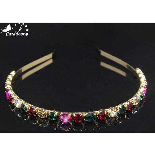 Carddoor Round Crystal Hair Hoop Multicolor Rhinestone Accessories Ladies, Girls Wedding Tiara Bridal Prom Gift Hair Jewelry