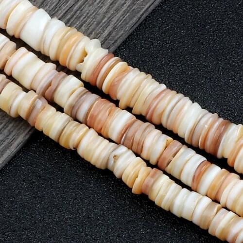 Wholesale 3 Size Freshwater Shell Round Chip Beads Hole Middle Mother Of Pearl Bead Natural Stone for DIY Barcelect Jewelry Make