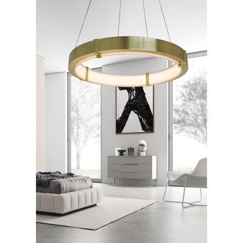Postmodern Light Luxury Simple Living Room Dining Room Bedroom Study Creative Circle Ring Chandelier