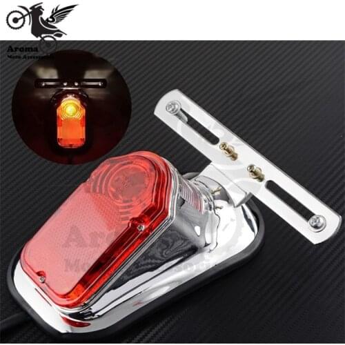 Retro chrome motorcycle tail brake light for Harley Davidson rear indicator red lighting sliver 12V 20W universal accessories