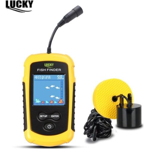 Lucky FFC1108-1 Portable Sonar Deeper Fish Finder 100M fishing Alarm Waterproof Fishfinder TN/Anti-UV LCD color Display RU EN