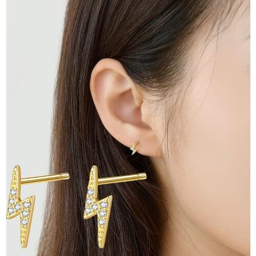 Flash Lightning Stud Earrings For Women Teens Girls Elegant Temperament Trendy Zircons Korean Earring Fashion Jewelry Gifts